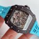 KV Factory V2 Upgraded Knockoff Richard Mille RM011 Carbon Watch With Blue Rubber Bracelet (3)_th.jpg